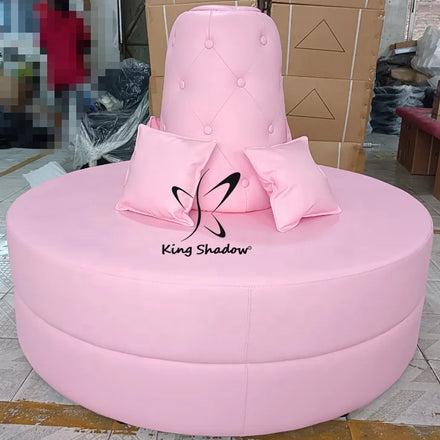 Pink High Quality Super Comfortable Waiting Chairs Fabric Sofa European Design Solid Wood Frame High-Density Foam 45kg/cbm Hotel