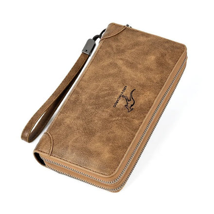Premium Cell Phone case Purse Double Zipper Moneybag Organizer RFID Wristlet Strap Long Men Wallet