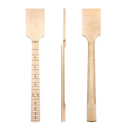 22 Frets Unfinished Maple Neck 25.5 Inch Scale Paddle Headstock Electric Guitar Neck for DIY Electric Guitars Kits