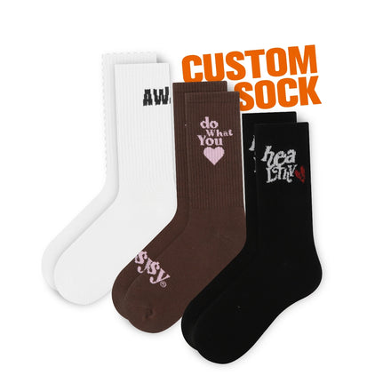 FREE DESIGN & MOCKUP Wholesale Oem Designer Custom Men Socks OEM Crew Men Sport Socks Custom Logo Men Socks