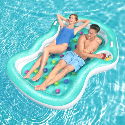 Bestway 43045 Double Set Float Lounger Inflatable Floating Island Outdoor Pool Float for Adult