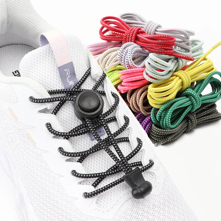No Tie Flat Elastic Laces Lock No-slip Elastic Shoe Laces Lazy Comfortable Shoelaces for Kids Disabled Shoelaces