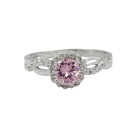 Custom Ring 925 Sterling Silver Pink Zircon Rings Silver Moonstone Women Rings