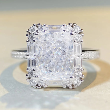 Ex-factory Price square Radiant Cut pink Loose Synthetic 5A Cubic Zirconia 925 Silver Ring
