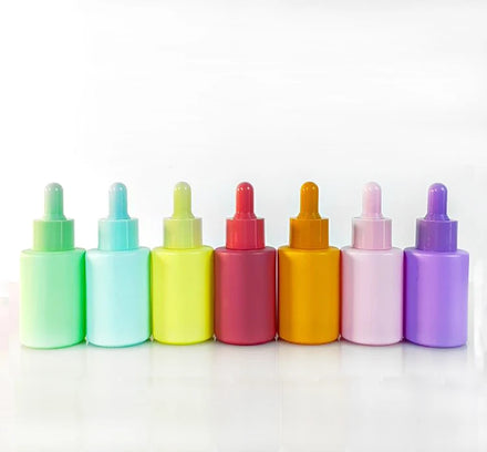 1 OZ Flat Shoulder Cylinder Glass Dropper Bottle for Serum Essential Oil 15 Ml 30ml Colored Glass Bottle