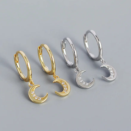 Fashion Ins 925 Sterling Silver Minimalist Cute Moon Shape Hoop Earrings for Women Jewelry