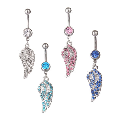New Arrival Angel Wing Belly Button Ring Fashion Piercing Jewelry Wholesale Crystal Single Wing Belly Rings