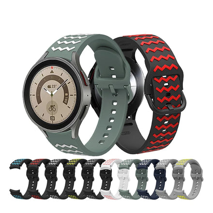 Soft Two-color Wave Pattern Silicone Strap for for Watch 5 Pro & 4 Waterproof Breathable Adjustable Wristband