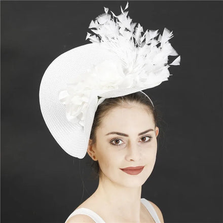 Ready to Ship 11 Colors Fascinator Hat Women's Dressy Church Baptism Wedding Derby Headband White Outdoor Party Elegant Hats