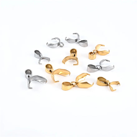 DIY Melon Seeds Buckle Pendant Clip Clasp Connector Stainless Steel Pinch Bail Beads Jewelry Component Wholesale