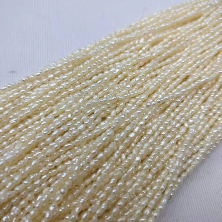 Hot Sale White Natural Freshwater Pearls 1.8-2mm Rice Shape Loose Strand Beads for DIY Jewelry Making