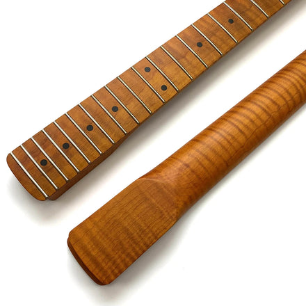 Custom 22 Frets Roasted Tiger Flame Maple Electric Guitar Neck ST Guitar Neck for Sale