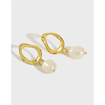 925 Sterling Silver Freshwater Baroque Pearl Earrings Fashion Stud Earrings Smart Hoop Earrings Women Fine Jewelry