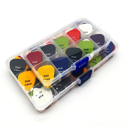 50pcs/ Box Acoustic Electric Bass Plectrum Mediator Colorful ABS Guitar Picks with 0.58/0.71/0.81/0.96/1.20/1.50mm Thickness