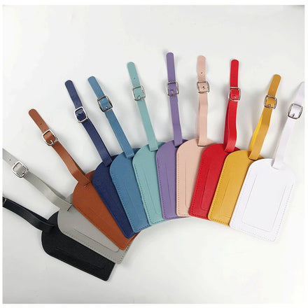 Personalized Bulk Blank Custom Print Travel Suitcase Luggage Tags Crew Flight Attendant Wedding Favor Tan Pu Leather Luggage Tag