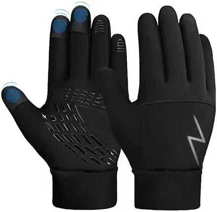 Waterproof Polyester Warm Anti Slip Bicycle Riding Gym Gloves for Children Black ZY