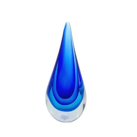Nordic Simple Handmade Double Blue Water Drop Shaped Art Glass Sculpture Blown Technique Interior Love-Style Decoration