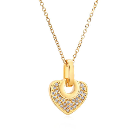 EURO USA Fashion Sparkling Brilliant Crystal Heart Necklace Rose Gold Peach Heart Pendant Necklace Womens Jewelry Manufacturer