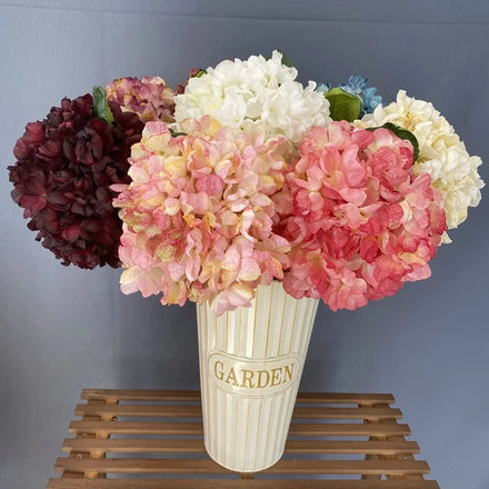 Hot Sale Dry Burned 20cm Single Stem Large Hydrangeas Silk Artificial Flowers Hydrangea for Decor