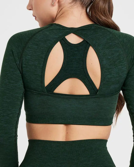 Janya Newest Women Gym Fitness Sets Seamless Leggings Sexy Open Back Long Sleeve Shirt Women Workout Yoga Gym Clothing Sets