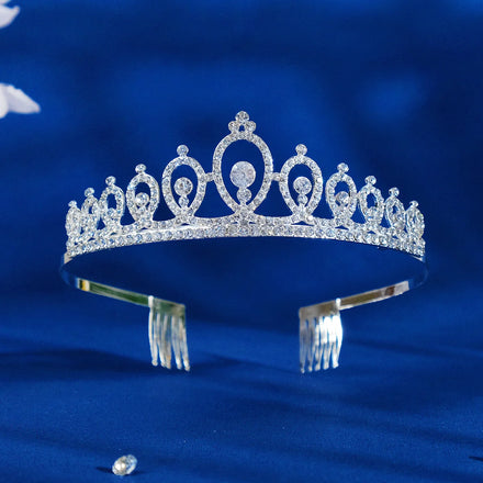 Korean Wedding Tiara Birthday Party Bridal Hair Accessories Headband Rhinestone Bride Crown With Hair Comb