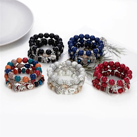 High Quality Boho Heart Love Bead Bracelet Jewelry Set Handmade Trending Gold Heart Charm Beaded Couple Bracelet for Woman 2023