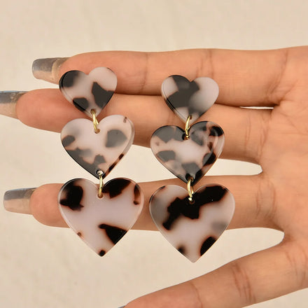 New Arrival Cool Girl Mature Woman Trendy Heart Acetic Acid Plate Love Pendant Acrylic Earrings Personality Fashionable Earrings