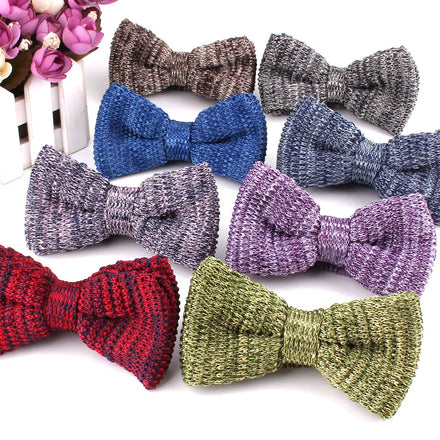 Hot Selling Adjustable Mens Pre-Tied Polyester Knitting Bowties Knit Bowtie for Grooms