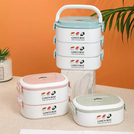 Popular Double-layer Insulated Three-layer Large Lunch Box for Students 304 Stainless Steel Lunch Box Bento for Office