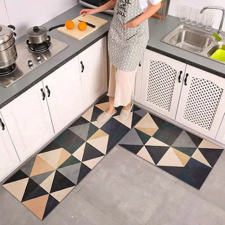 Factory Sale Washable Kitchen Floor Mat Anti-slip Custom 3D Printed Water Absorbent Kitchen Mat Set