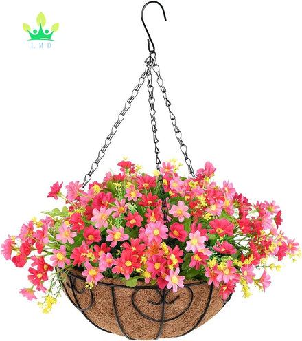 Artificial Hanging Flowers Hanging Baskets With Artificial Daisy Flower for the Decoration of Outdoors and Indoors