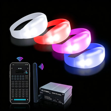 DMX512 Remote Controlled LED Bracelet Programmable Lighting Eco-Friendly Silicone Wristband for Event Promotional
