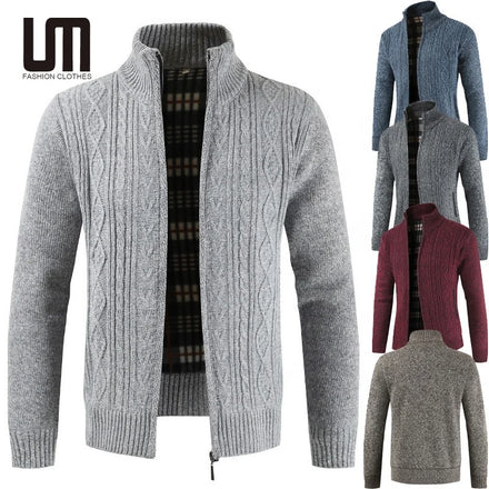 Liu Ming Autumn Winter Men Casual Keep Warm Cardigan Zipper Coat Knitting Sweater Jacket