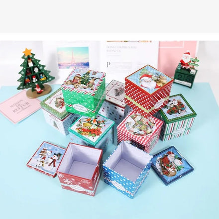 New Product Square Metal Candy Tin Can Red Green Blue White Pink Empty Christmas Seamless Metal Container/Jar/Candy Tins Box