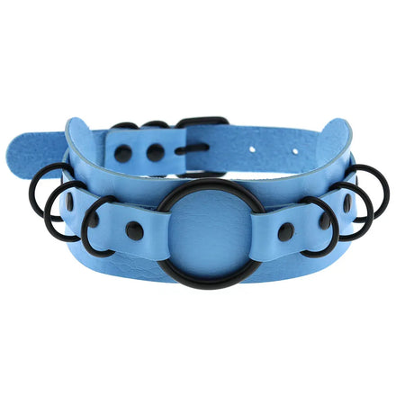 New Fashion Punk Rock Gothic Personalized Collar Punk Black O-Ring PU Leather Choker Necklace