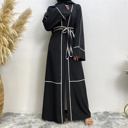 Polyester Open Front 2023 Trendy Modest Wear Women Abaya Traditional Muslim Attire