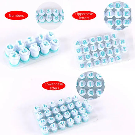 26 Uppercase & Lowercase Letters Numbers Cookie Mold Spring Press Tool Plastic Die Sets for Baking Cake & Biscuit-Cookie Tools