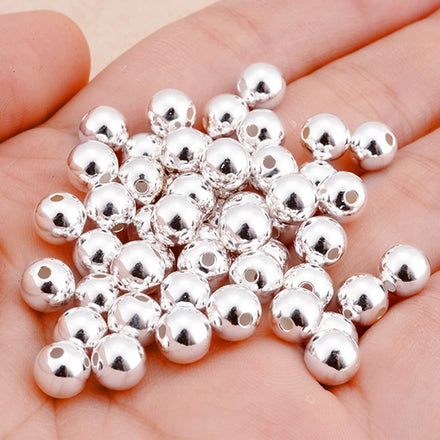 925 Silver Smooth Ball Spacer Beads for Diy Bracelet Necklace Earrings Jewelry Making