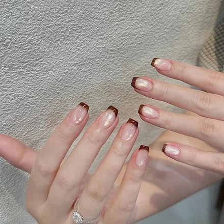 Hot Selling Cat Eye False Nail Accessories Medium Length Square False Press on Nails for Ladies