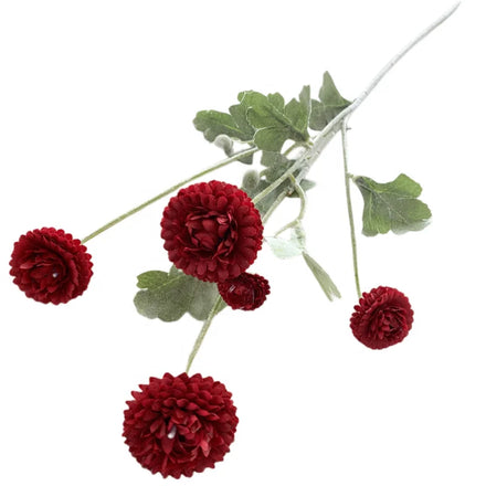 Home Decorative 5 Heads Flocking Flowers Silk Small Artificial Chrysanthemum Flower in Bulk