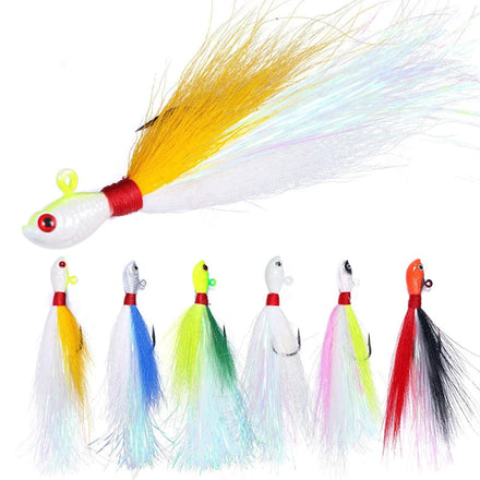 Newbility Lead Fish Head Fishing Lure Flasher Fishing Skirts Real Bucktail Chatterbait