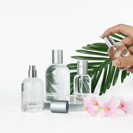 Synpak 30/50/100ml Boston Luxury Frosted Cylindrical Glass Perfume Bottle Hot Stamping Pump Sprayer Customizable Cosmetic Skin