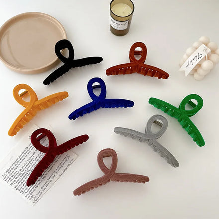 MIO Fashion 13cm Plastic Hair Claw Clips Cross Matte Flocking Large Hair Clip Korean Elegant Nonslip Hair Jaw Clips for Women