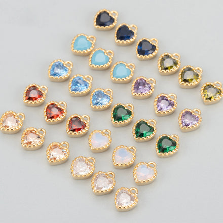MB04 6pcs/lot Jewelry Accessoriesmini Sizenickel Free18k Gold Platedcopperzirconbirthstones Charmdiy Pendant