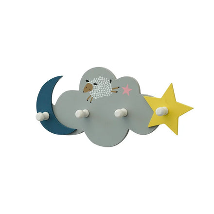 Wooden Children's Coat Rack Wall Hanging Cartoon Cute Hanger Simple Modern Hook Creative Bedroom Kids Clothes Rack