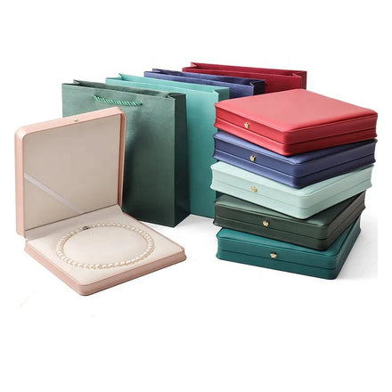 A1 Wholesale Luxury Leather Fashion Beige Jewelry Storage Boxes Ring Pendant Pearl Necklace Jewelry Gift Box