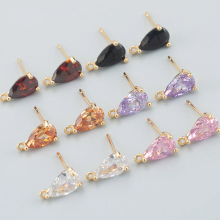 MA98 10pcs/lot Nickel Free 18k Gold Plated Copper Zircon Jewelry Making Findings DIY Earrings Bag