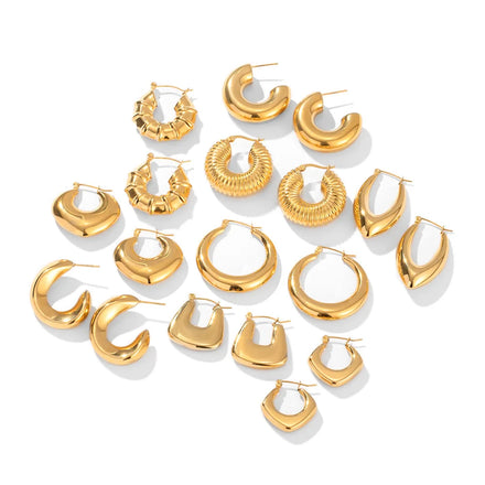 Hip hop light luxury high -grade sensing titanium steel earrings stainless steel plating 18K gold geometric shape Earrings wome
