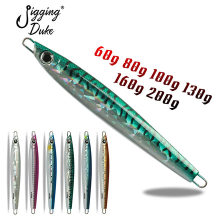 JiggingDuke 60g 80g 100g 130g 160g 200g Sea Boat Trolling Fishing Metal Jigs Slow Vertical Jigging Tuna Bass Lure