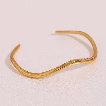 Irregular Minimalist Cuff Bangle Gold Plated Jewelry Stainless Steel Jewelry Bijoux En Acier Inoxydable